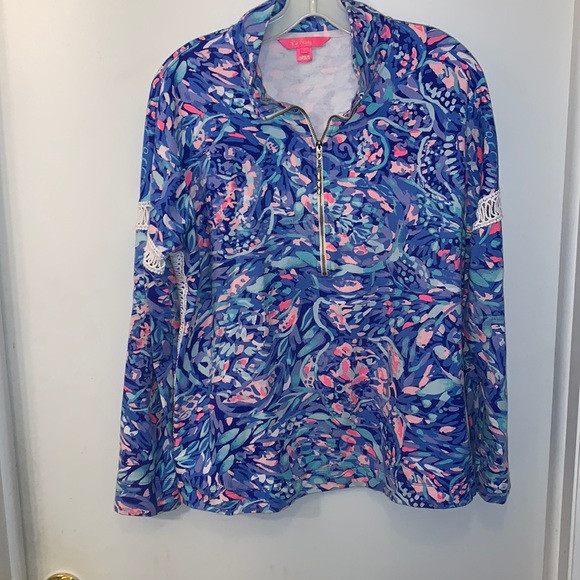 Lilly Pulitzer Tops - Lilly Pulitzer Skipper Popover Half Zip Pullover Size M EUC